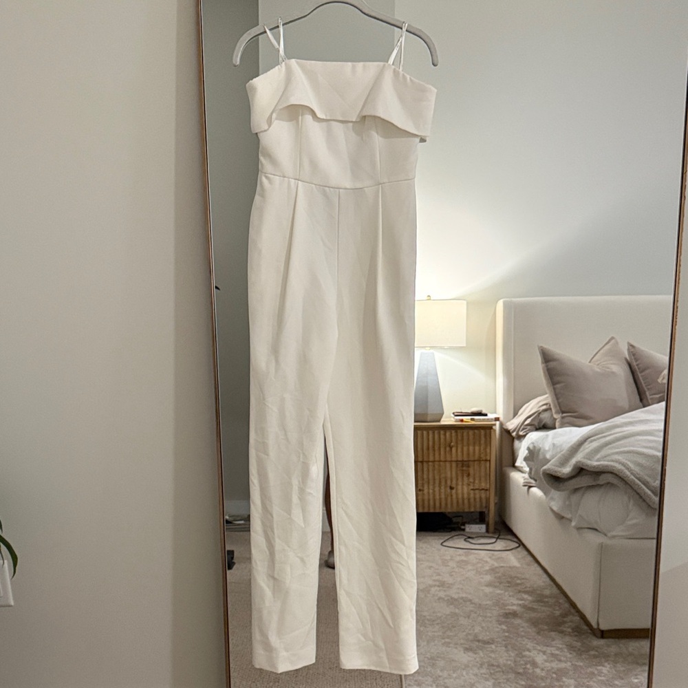 Forever New Off-White Strapless Jumpsuit